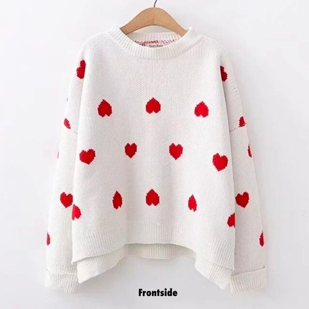 HEART PRINT BOHO KNIT SWEATER HOST PICK - Picture 3 of 8